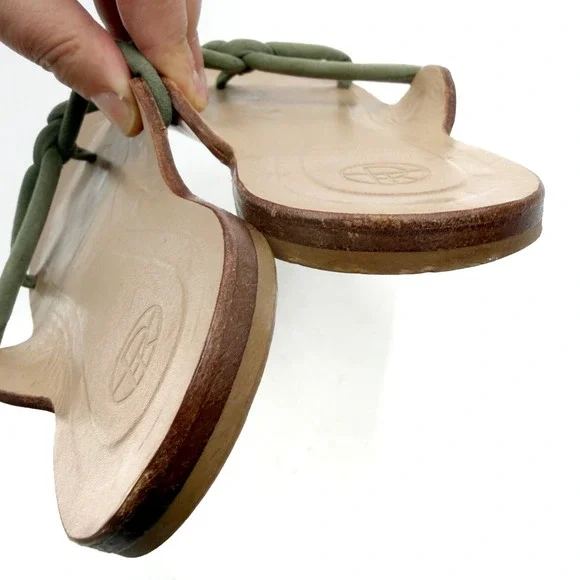 The Row Hawaii Knotted Sandals Thong Olive Green Suede Flat Slides Sz 36 / 6